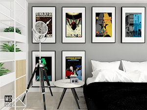 Sypialnia Star Wars - Średnia biała szara sypialnia, styl nowoczesny - zdjęcie od Modeco Magda Olszewska - Architektura wnętrz