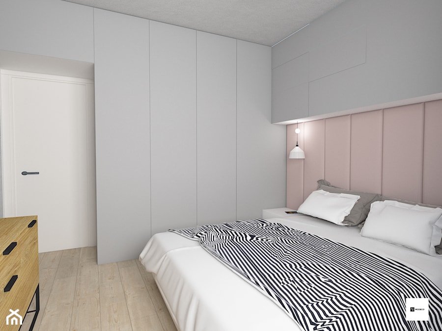 Mieszkanie w Warszawie - Średnia biała sypialnia, styl skandynawski - zdjęcie od Modeco Magda Olszewska - Architektura wnętrz