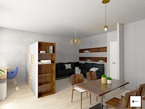 Mieszkanie w Warszawie - Średni szary salon z jadalnią, styl skandynawski - zdjęcie od Modeco Magda Olszewska - Architektura wnętrz