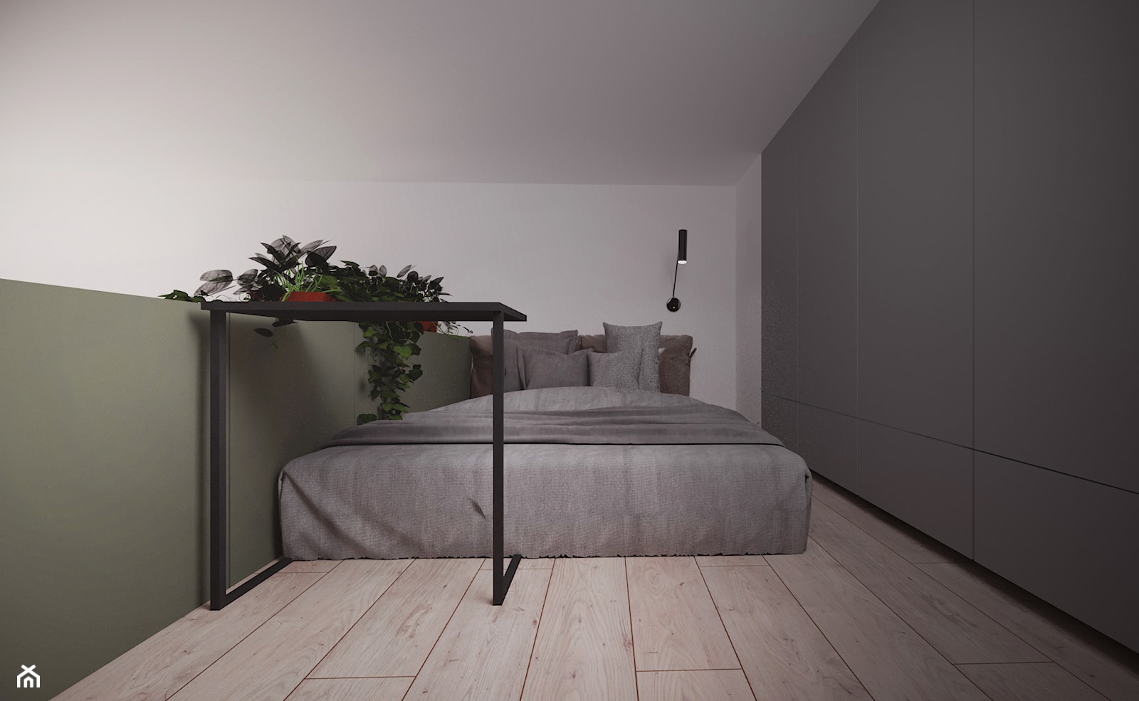 Energia kontrastu - sypialnia na antresoli - zdjęcie od zew.design - Homebook
