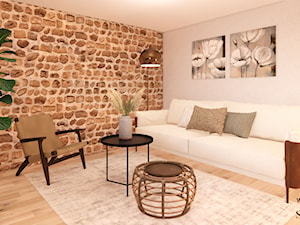 Salon w stylu rustykalnym - z sofą i fotelem - zdjęcie od studio98