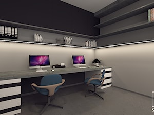 Nowoczesne domowe biuro w szarościach - zdjęcie od studio98