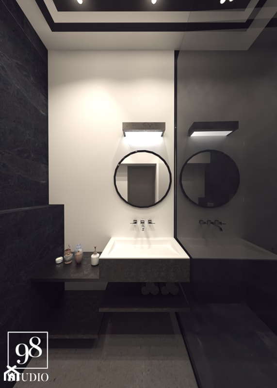 Mała nowoczesna łazienka w ciemnych kolorach - zdjęcie od studio98