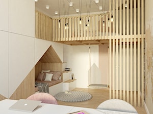 SUCHY DWÓR | POKÓJ SIÓSTR - Średni beżowy biały pokój dziecka dla nastolatka dla dziewczynki dla rodzeństwa, styl skandynawski - zdjęcie od Margaret Architect