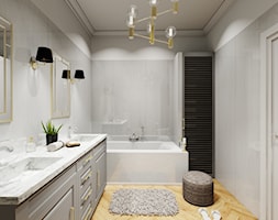 Łazienka 11m2 - Duża bez okna jako pokój kąpielowy z lustrem z dwoma umywalkami łazienka, styl glam ... - zdjęcie od DOMOVO STUDIO - Homebook