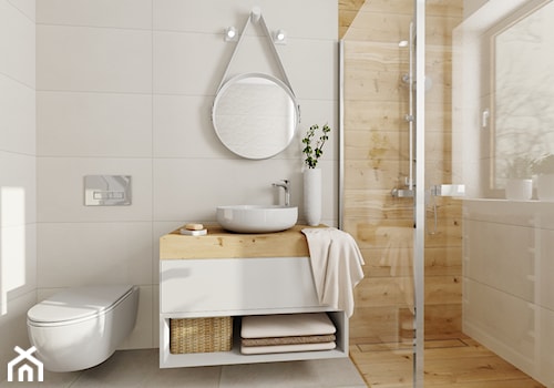 Mała łazienka - Średnia łazienka z oknem, styl skandynawski - zdjęcie od DOMOVO STUDIO