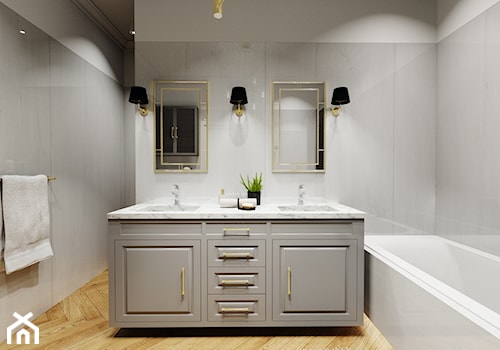Łazienka 11m2 - Średnia z dwoma umywalkami łazienka, styl glamour - zdjęcie od DOMOVO STUDIO
