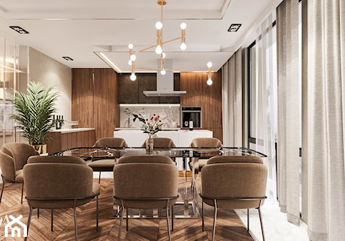 Piaszczysty brzeg - Duża szara jadalnia w kuchni, styl glamour - zdjęcie od Valido Architects