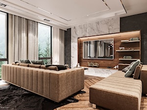 Piaszczysty brzeg - Średni biały czarny salon z bibiloteczką, styl glamour - zdjęcie od Valido Architects