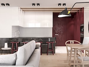 Wiśniowe popołudnie - Beżowy salon z kuchnią z jadalnią, styl nowoczesny - zdjęcie od Valido Architects