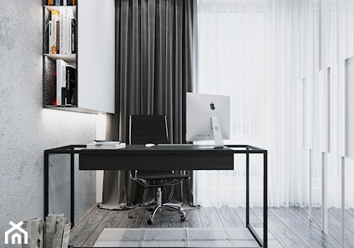 Kaszmirowy błękit - Małe w osobnym pomieszczeniu szare biuro, styl nowoczesny - zdjęcie od Valido Architects
