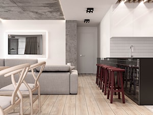 Wiśniowe popołudnie - Średni biały szary salon z kuchnią z jadalnią, styl nowoczesny - zdjęcie od Valido Architects