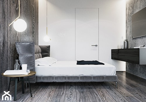 Kaszmirowy błękit - Średnia biała szara sypialnia, styl nowoczesny - zdjęcie od Valido Architects