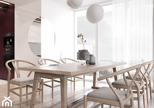 Wiśniowe popołudnie - Średnia biała jadalnia w kuchni, styl nowoczesny - zdjęcie od Valido Architects