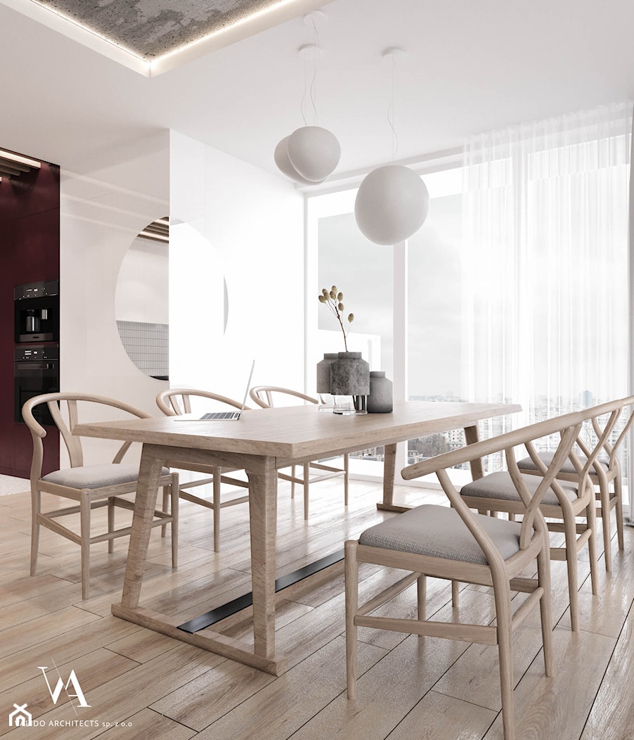 Wiśniowe popołudnie - Średnia biała jadalnia w kuchni, styl nowoczesny - zdjęcie od Valido Architects - Homebook