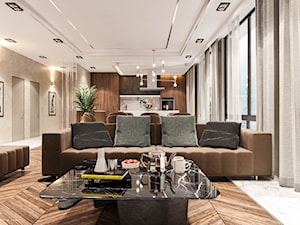 Piaszczysty brzeg - Mały szary salon z kuchnią z jadalnią, styl glamour - zdjęcie od Valido Architects