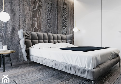 Kaszmirowy błękit - Średnia biała brązowa sypialnia, styl nowoczesny - zdjęcie od Valido Architects