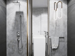 Kaszmirowy błękit - Mała bez okna z lustrem łazienka, styl nowoczesny - zdjęcie od Valido Architects