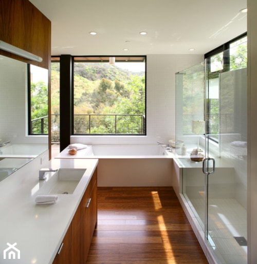 Drewno w kuchni i łazience - Łazienka, styl minimalistyczny - zdjęcie od SPÓŁDZIELNIA DESIGNU - Homebook