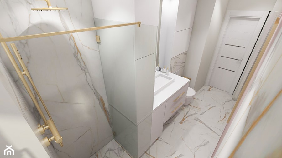 Łazienka w marmurze z nutką złota - Łazienka, styl nowoczesny - zdjęcie od MartaPotulska