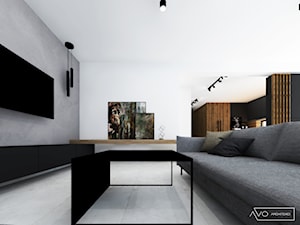 Projekt wnętrza domu jednorodzinnego w Katowicach - Salon, styl minimalistyczny - zdjęcie od AVOArchitekci
