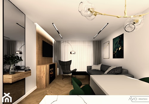 Projekt mieszkania w Tychach - Salon, styl glamour - zdjęcie od AVOArchitekci