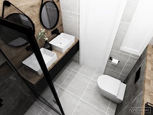 Łazienka loftowa - Mała bez okna z lustrem z dwoma umywalkami łazienka, styl industrialny - zdjęcie od AVOArchitekci