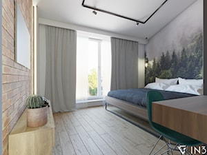 MIESZKANIE W STYLU INDUSTRIALNYM, LUBLIN - Średnia biała szara z biurkiem sypialnia na poddaszu, styl industrialny - zdjęcie od IN3 Architekci
