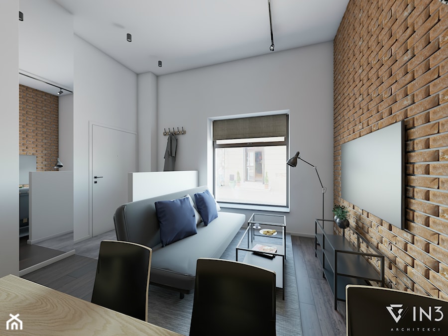 APARTAMENTY NA STARYM MIEŚCIE, LUBLIN - Mały biały salon z jadalnią, styl industrialny - zdjęcie od IN3 Architekci