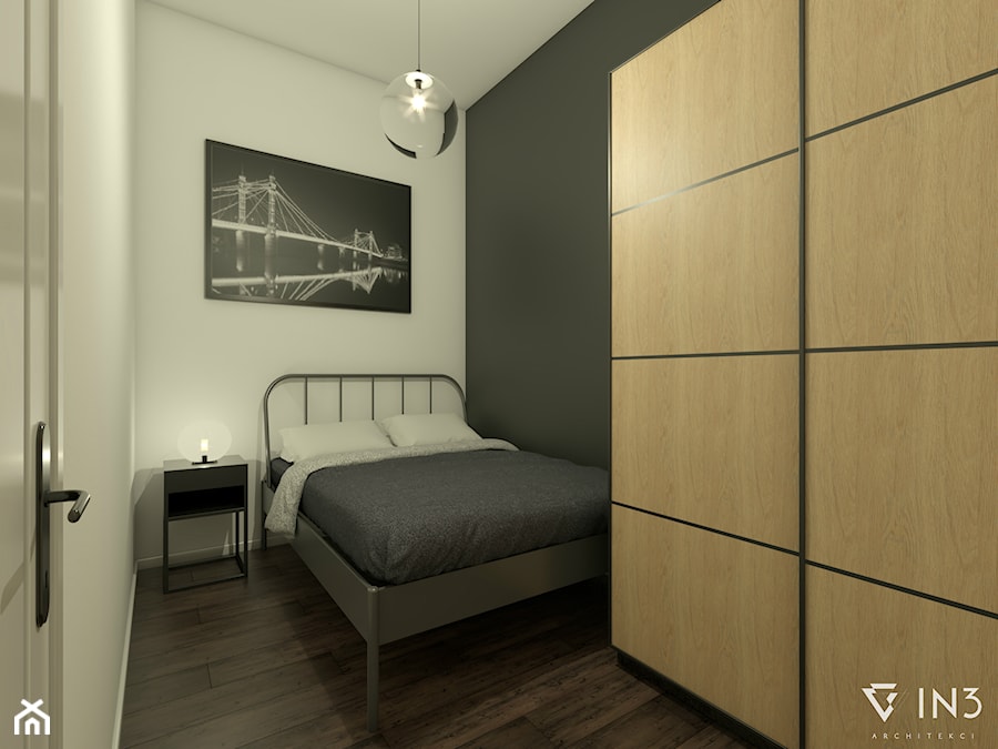 APARTAMENTY NA STARYM MIEŚCIE, LUBLIN - Mała biała czarna sypialnia, styl industrialny - zdjęcie od IN3 Architekci