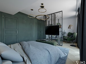 APARTAMENT W STYLU MODERN CLASSIC, WARSZAWA - Średnia biała zielona sypialnia, styl nowoczesny - zdjęcie od IN3 Architekci