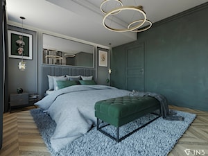 APARTAMENT W STYLU MODERN CLASSIC, WARSZAWA - Średnia czarna zielona sypialnia, styl nowoczesny - zdjęcie od IN3 Architekci