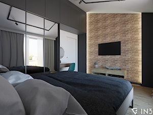 MIESZKANIE W STYLU INDUSTRIALNYM, LUBLIN - Średnia czarna sypialnia na poddaszu, styl industrialny - zdjęcie od IN3 Architekci