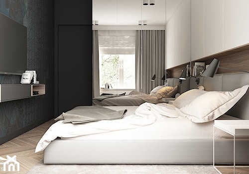 MIESZKANIE 80 M2 / WARSZAWA - Średnia czarna szara sypialnia, styl nowoczesny - zdjęcie od TILLA architects