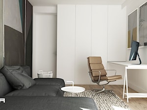 PROJEKT DOMU POD WARSZAWĄ - Małe w osobnym pomieszczeniu z sofą z zabudowanym biurkiem białe biuro, styl nowoczesny - zdjęcie od TILLA architects