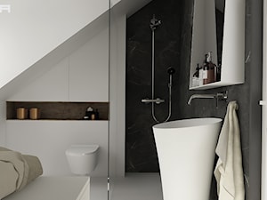 PROJEKT DOMU POD WARSZAWĄ - Średnia na poddaszu bez okna łazienka, styl minimalistyczny - zdjęcie od TILLA architects