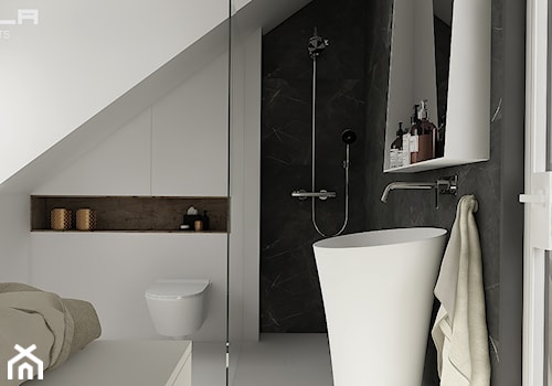 PROJEKT DOMU POD WARSZAWĄ - Średnia na poddaszu bez okna łazienka, styl minimalistyczny - zdjęcie od TILLA architects