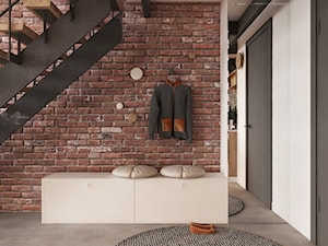 LOFT W ŻYRARDOWIE - Mały z wieszakiem biały hol / przedpokój, styl industrialny - zdjęcie od TILLA architects