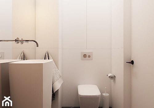 MIESZKANIE 80 M2 / WARSZAWA - Mała z lustrem z marmurową podłogą łazienka, styl minimalistyczny - zdjęcie od TILLA architects