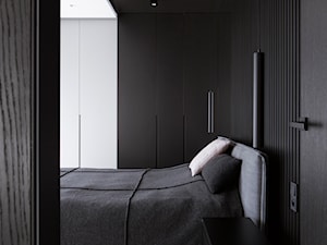 DOM / GRANICA / 170 M2 - Średnia czarna szara sypialnia, styl minimalistyczny - zdjęcie od TILLA architects