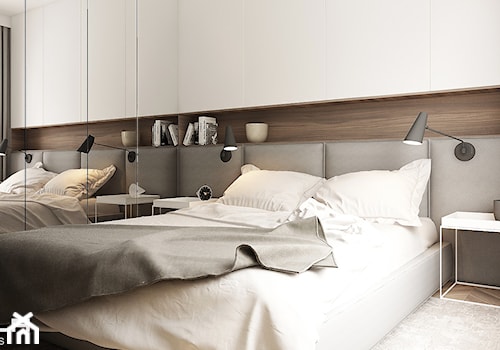 MIESZKANIE 80 M2 / WARSZAWA - Mała beżowa biała sypialnia, styl nowoczesny - zdjęcie od TILLA architects