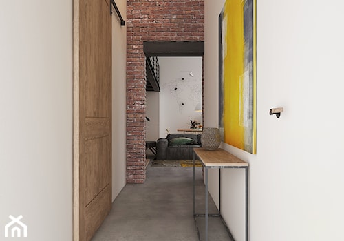 LOFT W ŻYRARDOWIE - Mały biały brązowy hol / przedpokój, styl industrialny - zdjęcie od TILLA architects