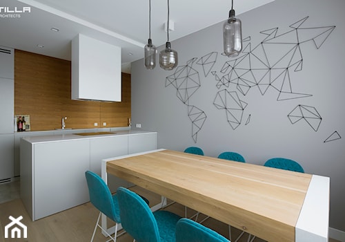 Średnia szara jadalnia w kuchni, styl minimalistyczny - zdjęcie od TILLA architects