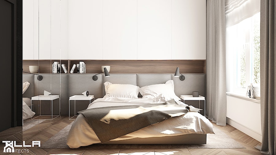 MIESZKANIE 80 M2 / WARSZAWA - Średnia beżowa biała sypialnia, styl nowoczesny - zdjęcie od TILLA architects
