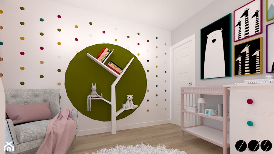 Pokój dziecka - Średni biały szary pokój dziecka dla niemowlaka dla dziecka dla nastolatka dla chłopca dla dziewczynki, styl tradycyjny - zdjęcie od ID_Studio