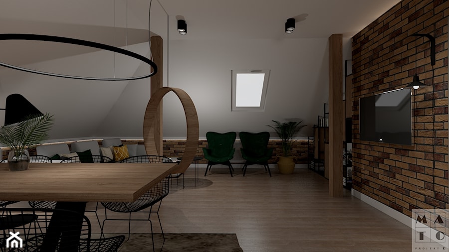 Projekt domu mieszkania na poddaszu - Salon, styl industrialny - zdjęcie od MATO projekt