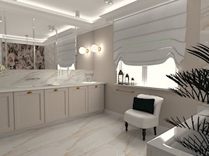 Dom jednorodzinny pod Kaliszem - Średnia z lustrem z marmurową podłogą z punktowym oświetleniem łazienka z oknem, styl tradycyjny - zdjęcie od MATO projekt