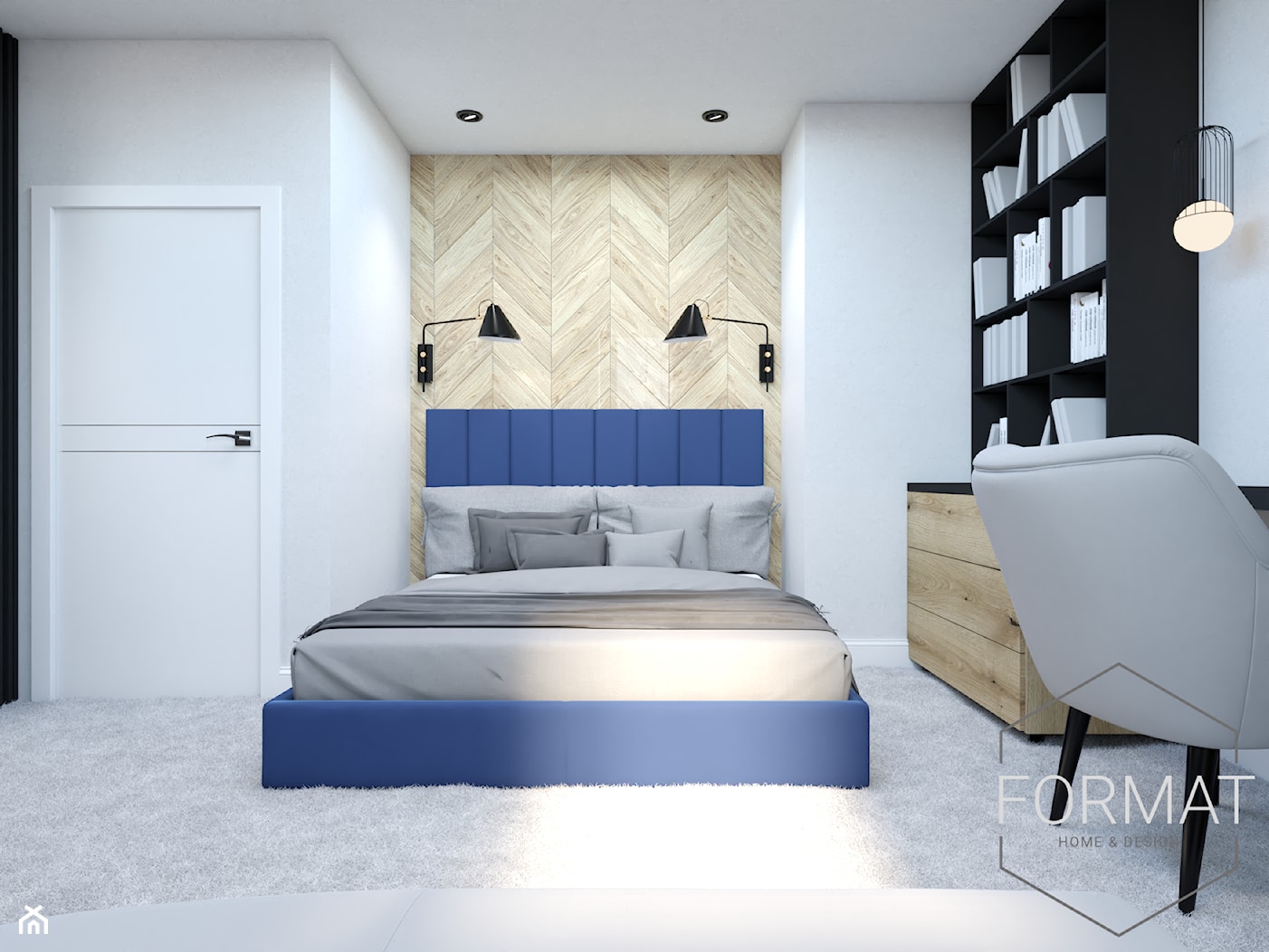 Sypialnia z wykładziną dywanową. - zdjęcie od Format Home & Design - Homebook