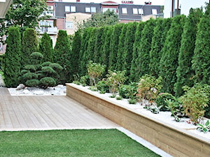 Ogród w Gdyni Orłowie - realizacja - Średni ogród japoński za domem zadaszony przedłużeniem dachu, styl nowoczesny - zdjęcie od Green Pro Studio