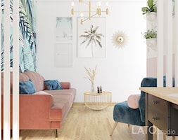 Projekt kobiecego biura dla firmy Shablon II - Średnie z sofą różowe biuro, styl glamour - zdjęcie od LATO studio - Homebook